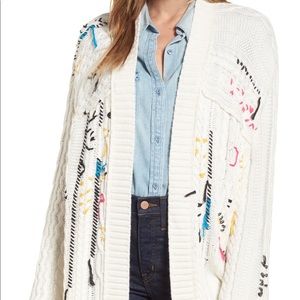 Caslon Fringe Detail Cable Knit Cardigan
